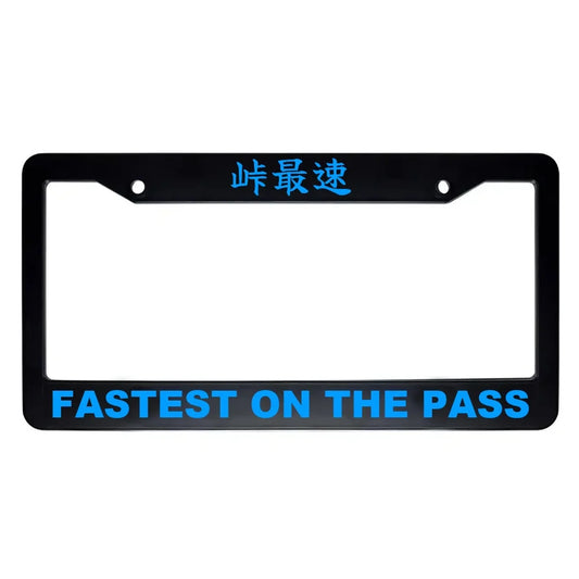 Fastest on the Pass ABS Black Plastic Kanji Japanese License Plate Frame - Blue Text