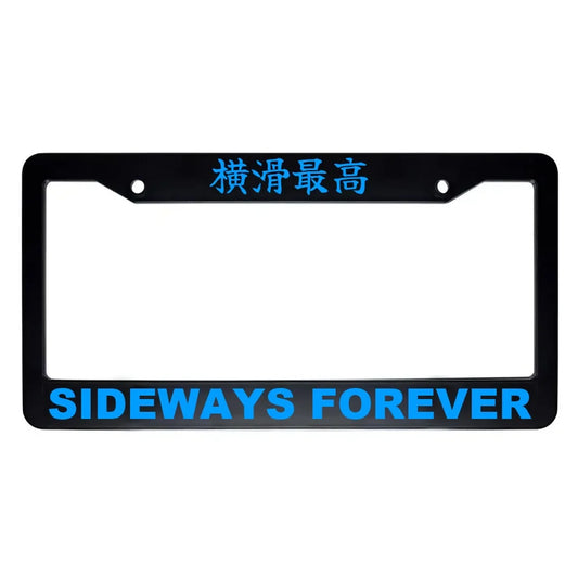 Sideways Forever ABS Black Plastic Kanji Japanese License Plate Frame - Blue Text