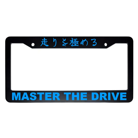 Master the Drive ABS Black Plastic Kanji Japanese License Plate Frame - Blue Text