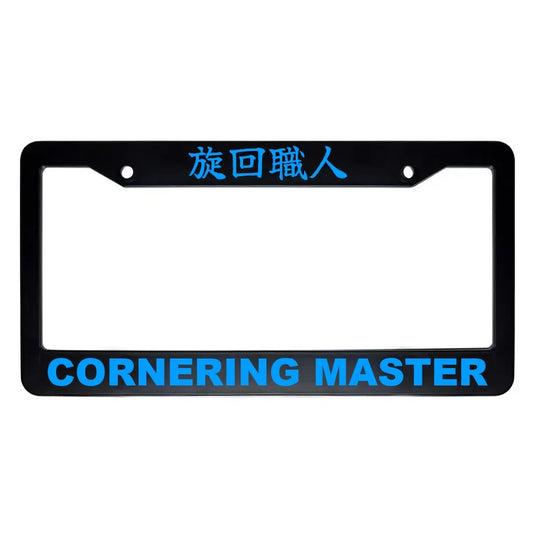 Cornering Master ABS Black Plastic Kanji Japanese License Plate Frame - Blue Text