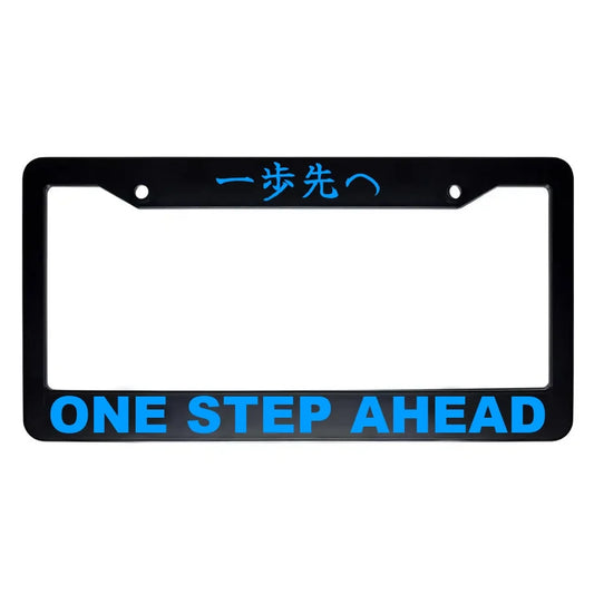 One Step Ahead ABS Black Plastic Kanji Japanese License Plate Frame - Blue Text