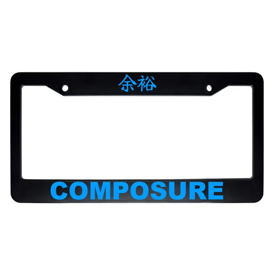 Composure ABS Black Plastic Kanji Japanese License Plate Frame - Blue Text