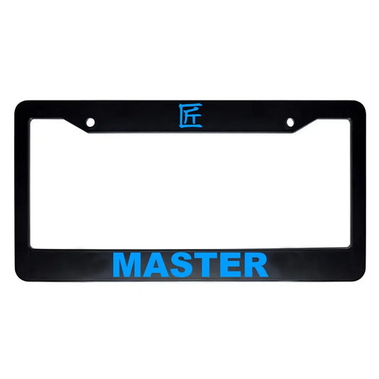 Master ABS Black Plastic Kanji Japanese License Plate Frame - Blue Text