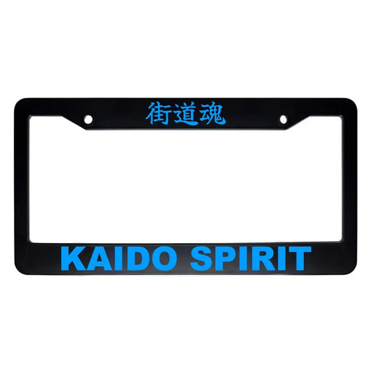 Kaido Spirit ABS Black Plastic Kanji Japanese License Plate Frame - Blue Text