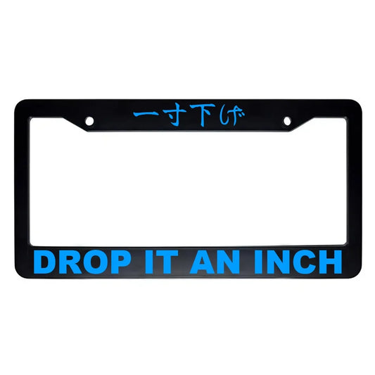 Drop It an Inch ABS Black Plastic Kanji Japanese License Plate Frame - Blue Text
