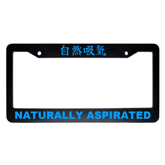 Naturally Aspirated ABS Black Plastic Kanji Japanese License Plate Frame - Blue Text