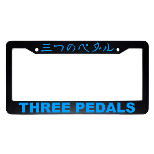 Three Pedals ABS Black Plastic Kanji Japanese License Plate Frame - Blue Text