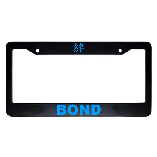Bond ABS Black Plastic Kanji Japanese License Plate Frame - Blue Text