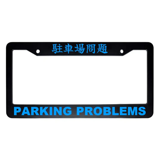 Parking Problems ABS Black Plastic Kanji Japanese License Plate Frame - Blue Text