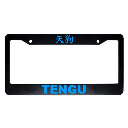Tengu ABS Black Plastic Kanji Japanese License Plate Frame - Blue Text