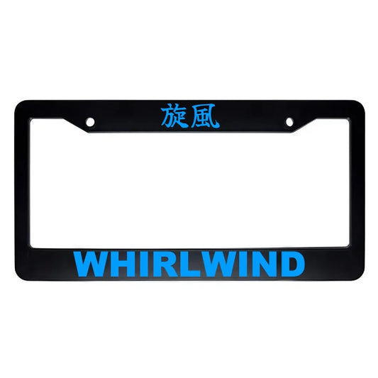 Whirlwind ABS Black Plastic Kanji Japanese License Plate Frame - Blue Text