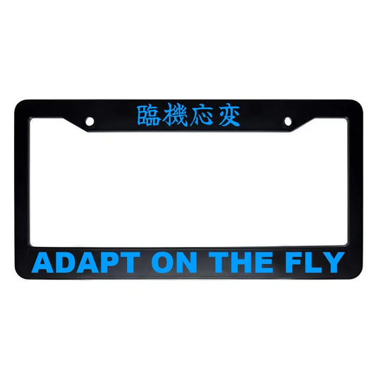 Adapt on the Fly ABS Black Plastic Kanji Japanese License Plate Frame - Blue Text