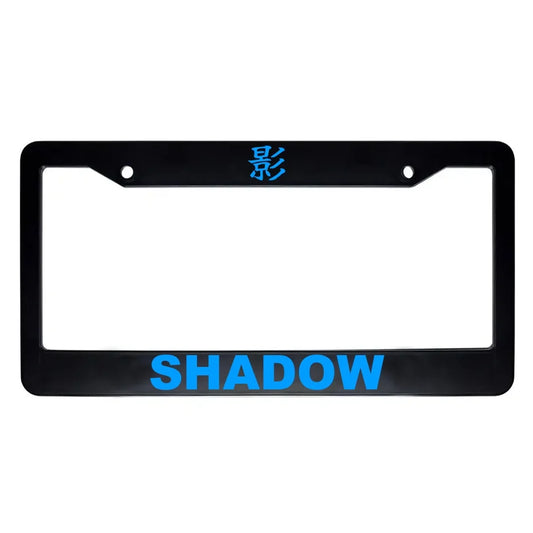 Shadow ABS Black Plastic Kanji Japanese License Plate Frame - Blue Text