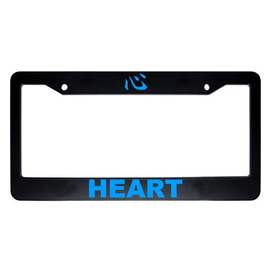 Heart ABS Black Plastic Kanji Japanese License Plate Frame - Blue Text
