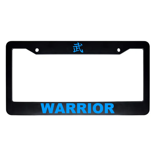 Warrior ABS Black Plastic Kanji Japanese License Plate Frame - Blue Text