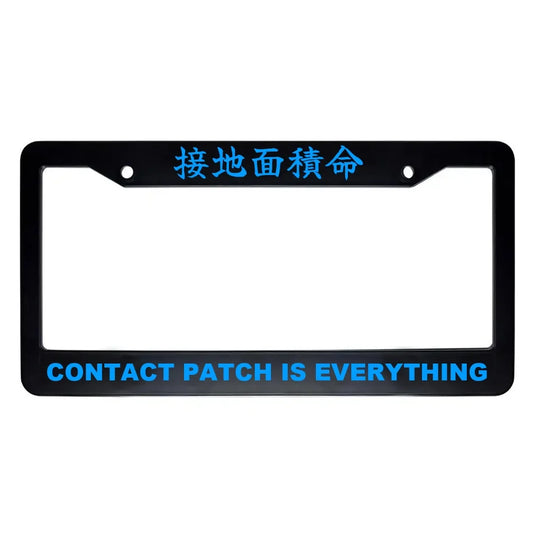 Contact Patch Is Everything ABS Black Plastic Kanji Japanese License Plate Frame - Blue Text