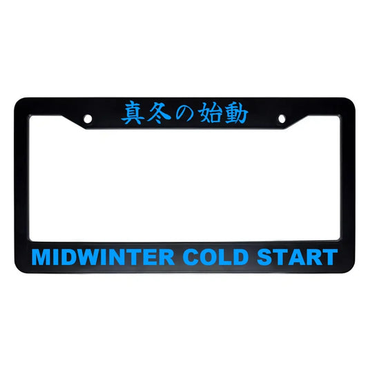 Midwinter Cold Start ABS Black Plastic Kanji Japanese License Plate Frame - Blue Text