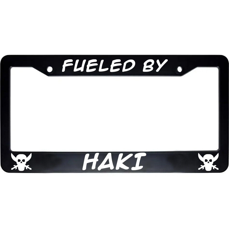 Fueled By Haki Red Hair Pirate Black Auto License Plate Tag Frame Holder