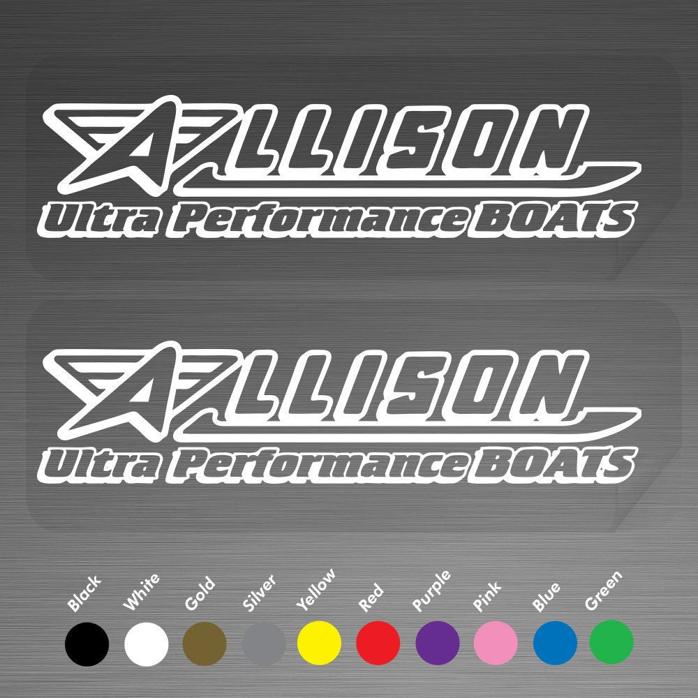 Allison Ultra Performance Boat Outboard Motor Decals Vinyl Stickers Set of 2