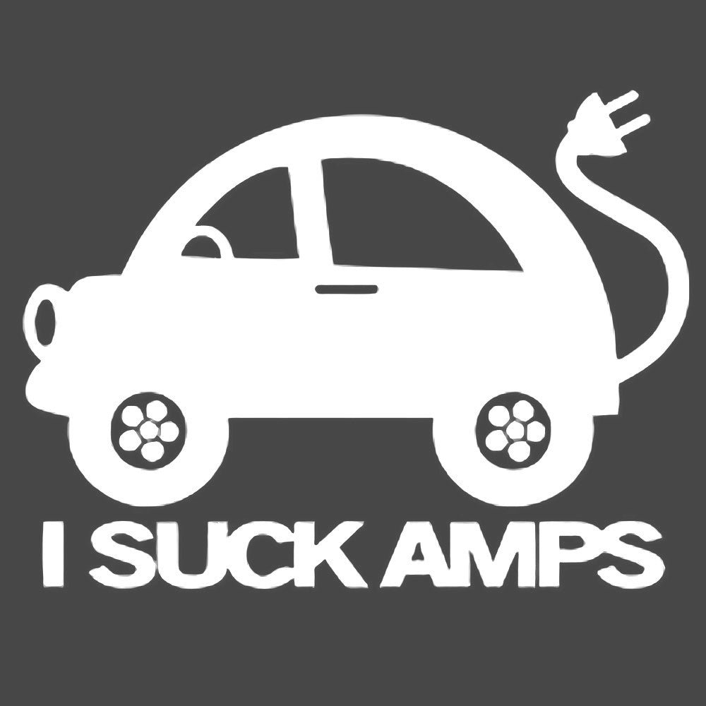 Electric Car I Suck Amps Vinyl Decal Sticker