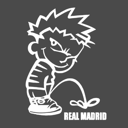 Calvin pisses REAL MADRID Humorous Vinyl Decal Sticker