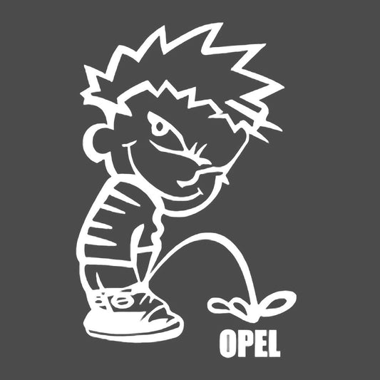 Calvin pisses OPEL Humorous Vinyl Decal Sticker