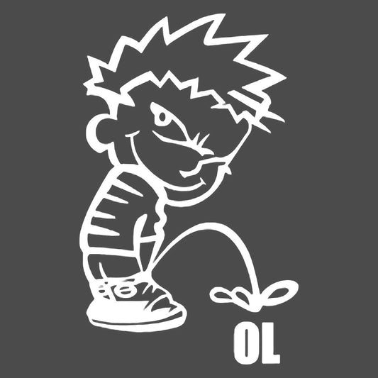 Calvin pisses OL LYON Humorous Vinyl Decal Sticker