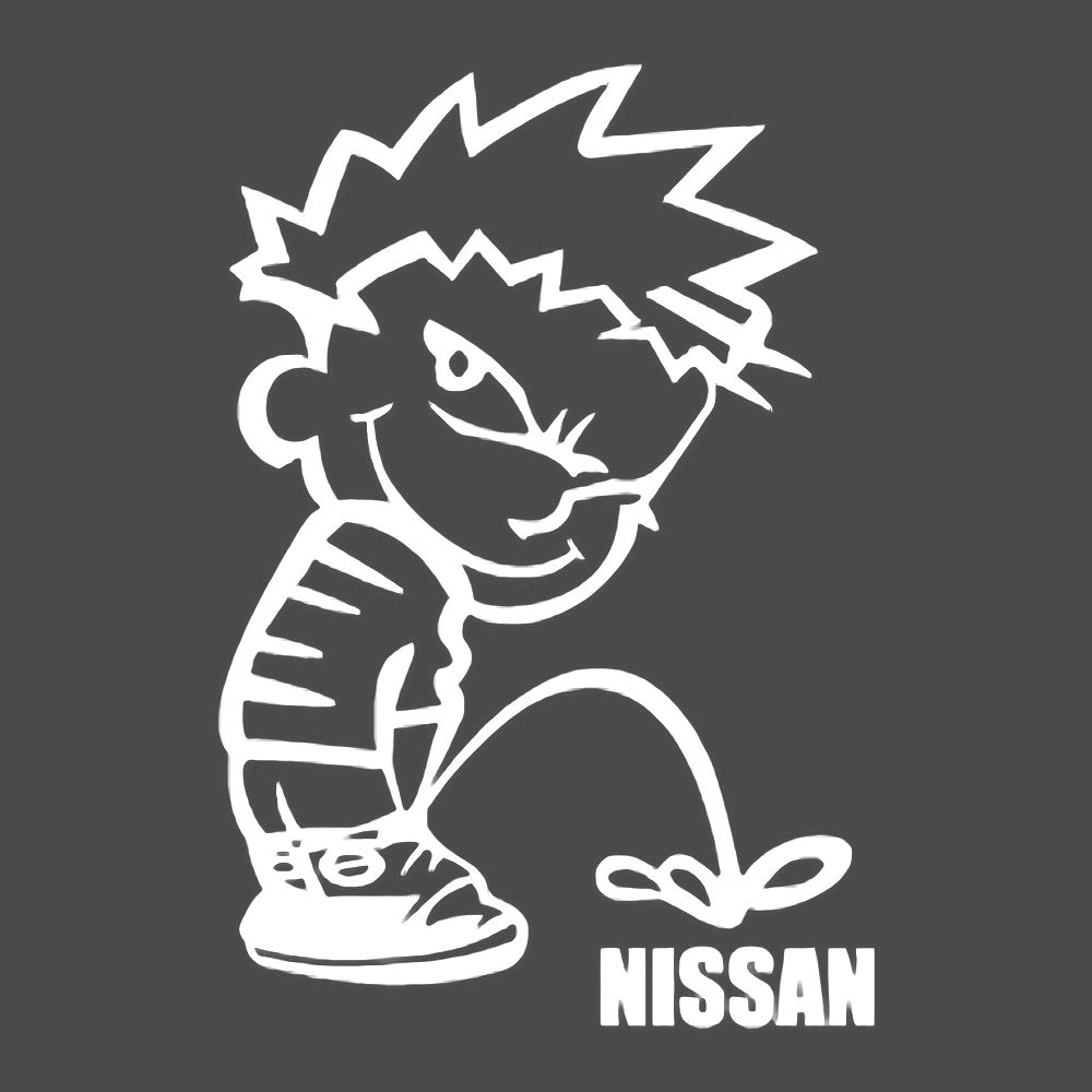 Calvin pisses NISSAN Humorous Vinyl Decal Sticker