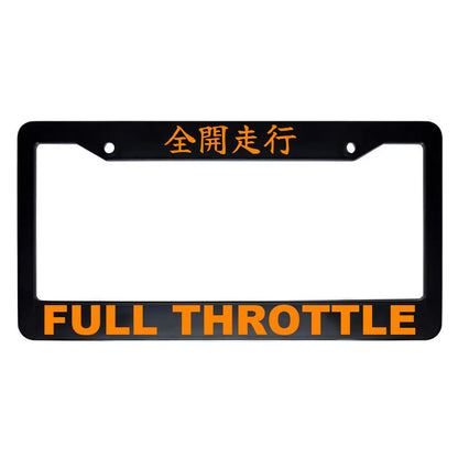 Full Throttle ABS Black Plastic Kanji Japanese License Plate Frame - Orange Text