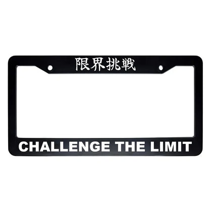 Challenge the Limit ABS Black Plastic Kanji Japanese License Plate Frame - White Text