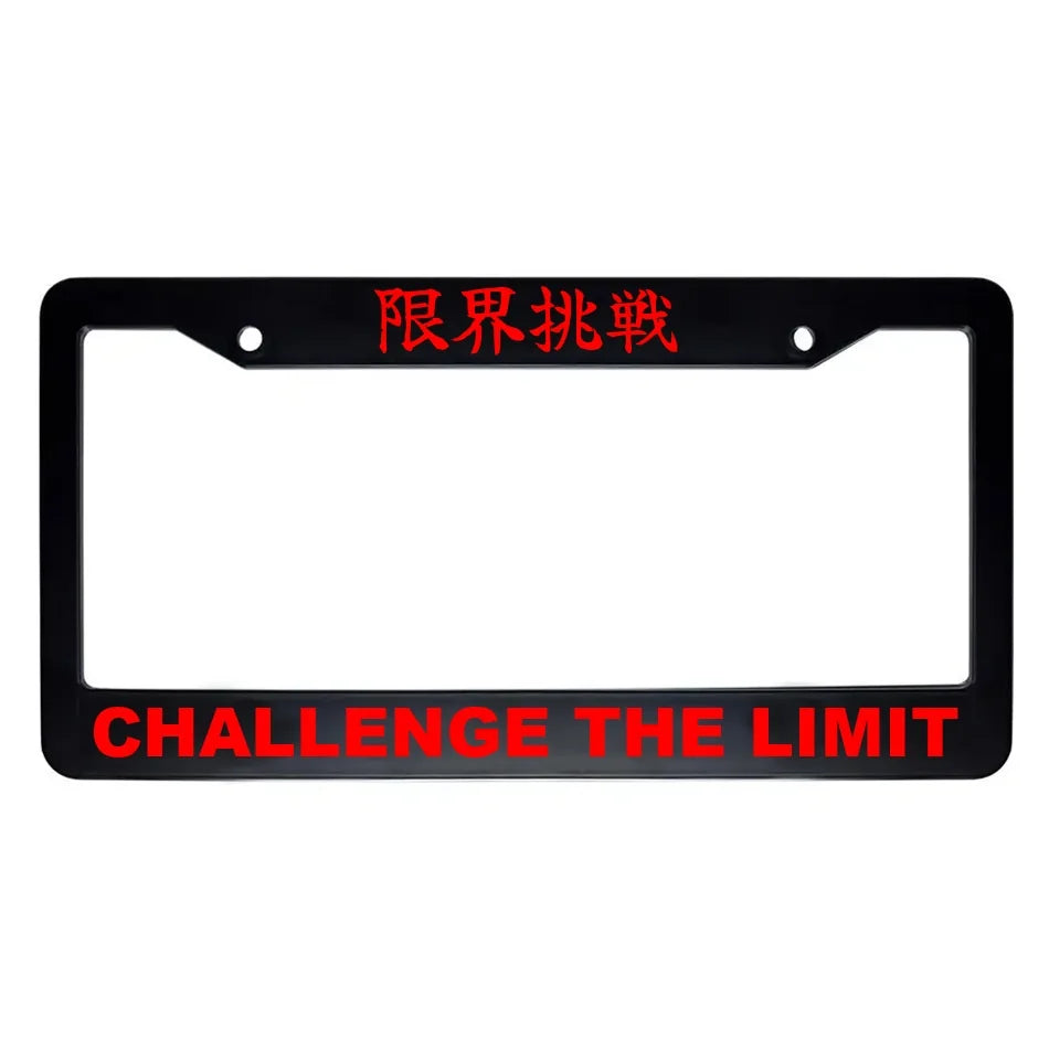 Challenge the Limit ABS Black Plastic Kanji Japanese License Plate Frame - Red Text