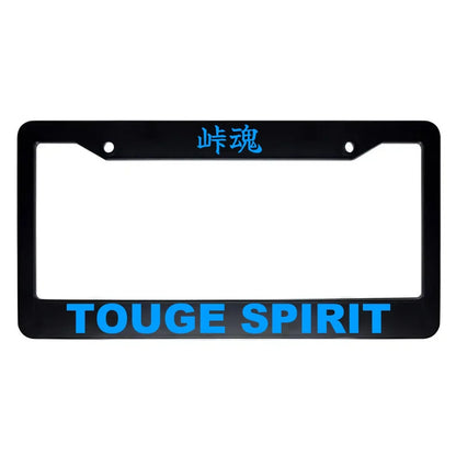Touge Spirit ABS Black Plastic Kanji Japanese License Plate Frame - Blue Text