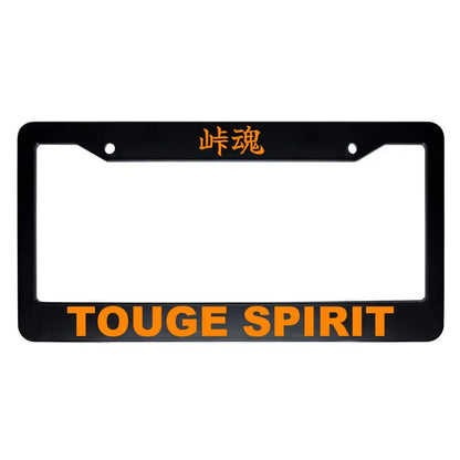 Touge Spirit ABS Black Plastic Kanji Japanese License Plate Frame - Orange Text