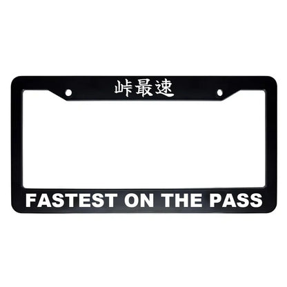 Fastest on the Pass ABS Black Plastic Kanji Japanese License Plate Frame - White Text