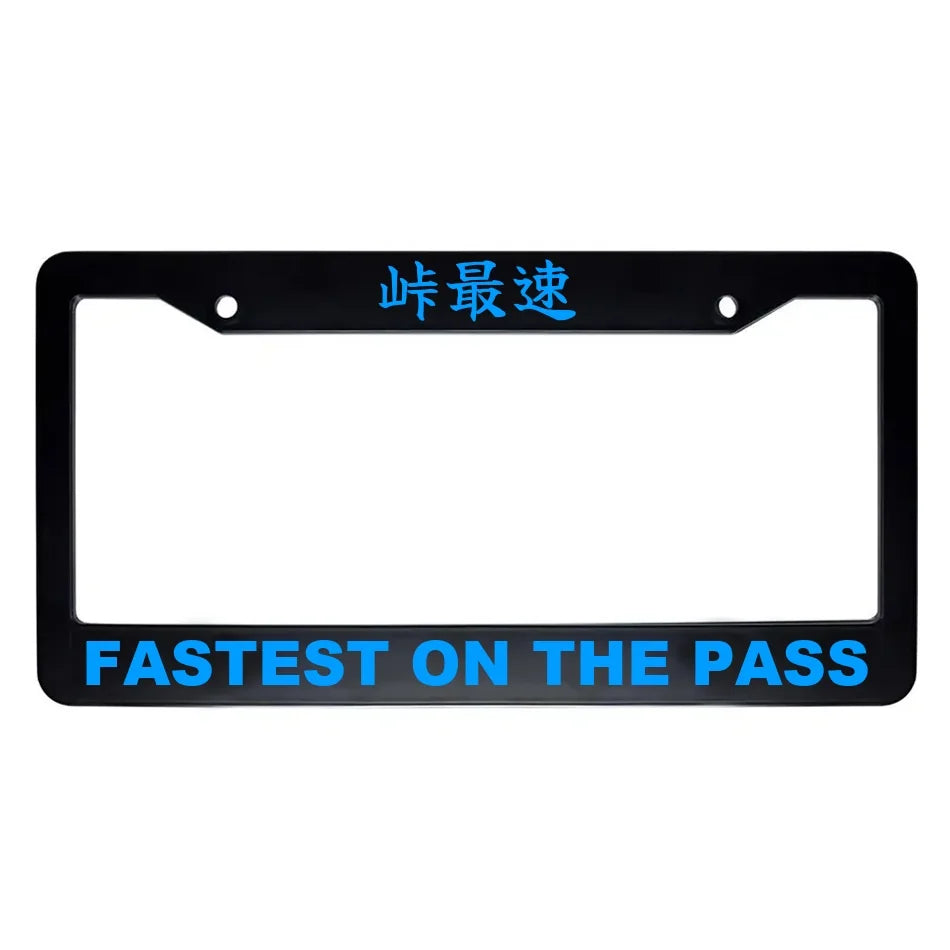 Fastest on the Pass ABS Black Plastic Kanji Japanese License Plate Frame - Blue Text