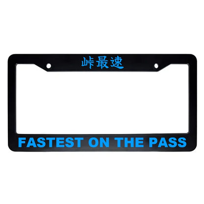 Fastest on the Pass ABS Black Plastic Kanji Japanese License Plate Frame - Blue Text