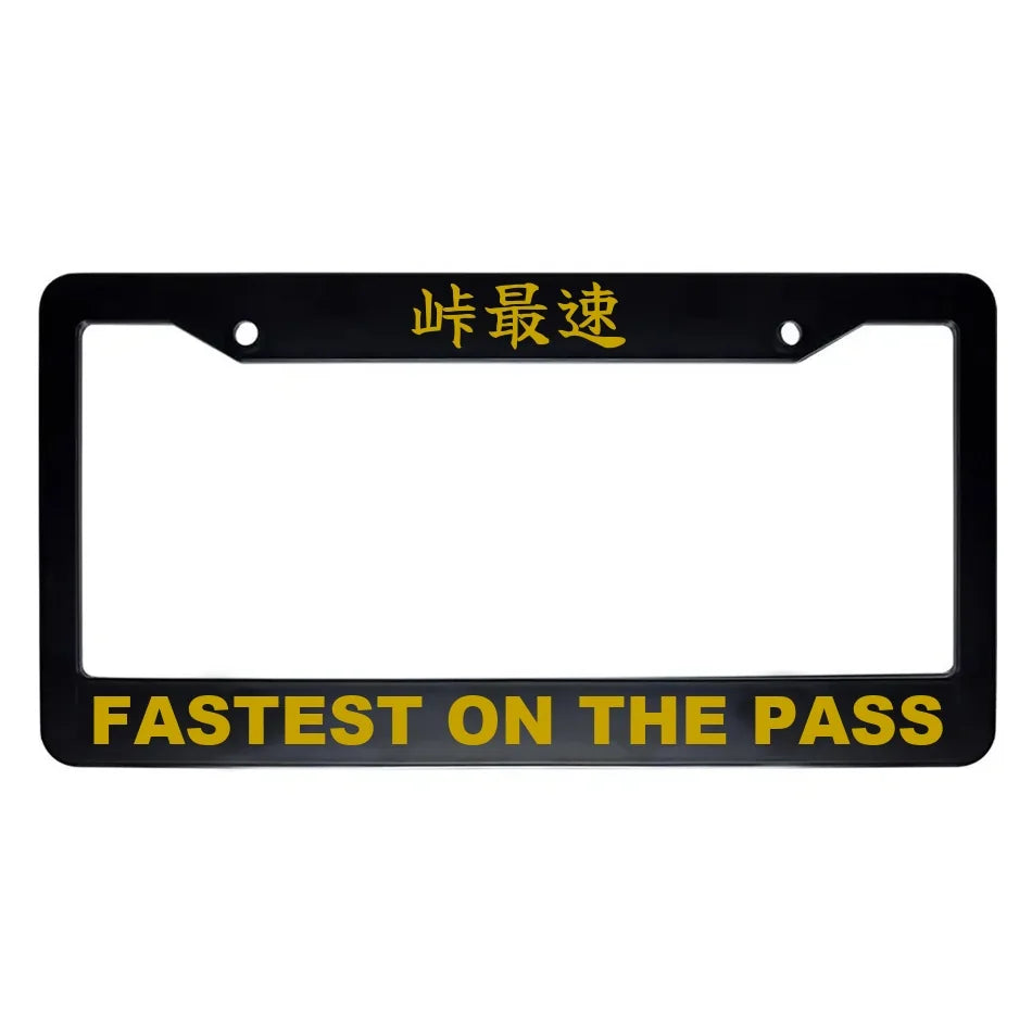 Fastest on the Pass ABS Black Plastic Kanji Japanese License Plate Frame - Gold Text