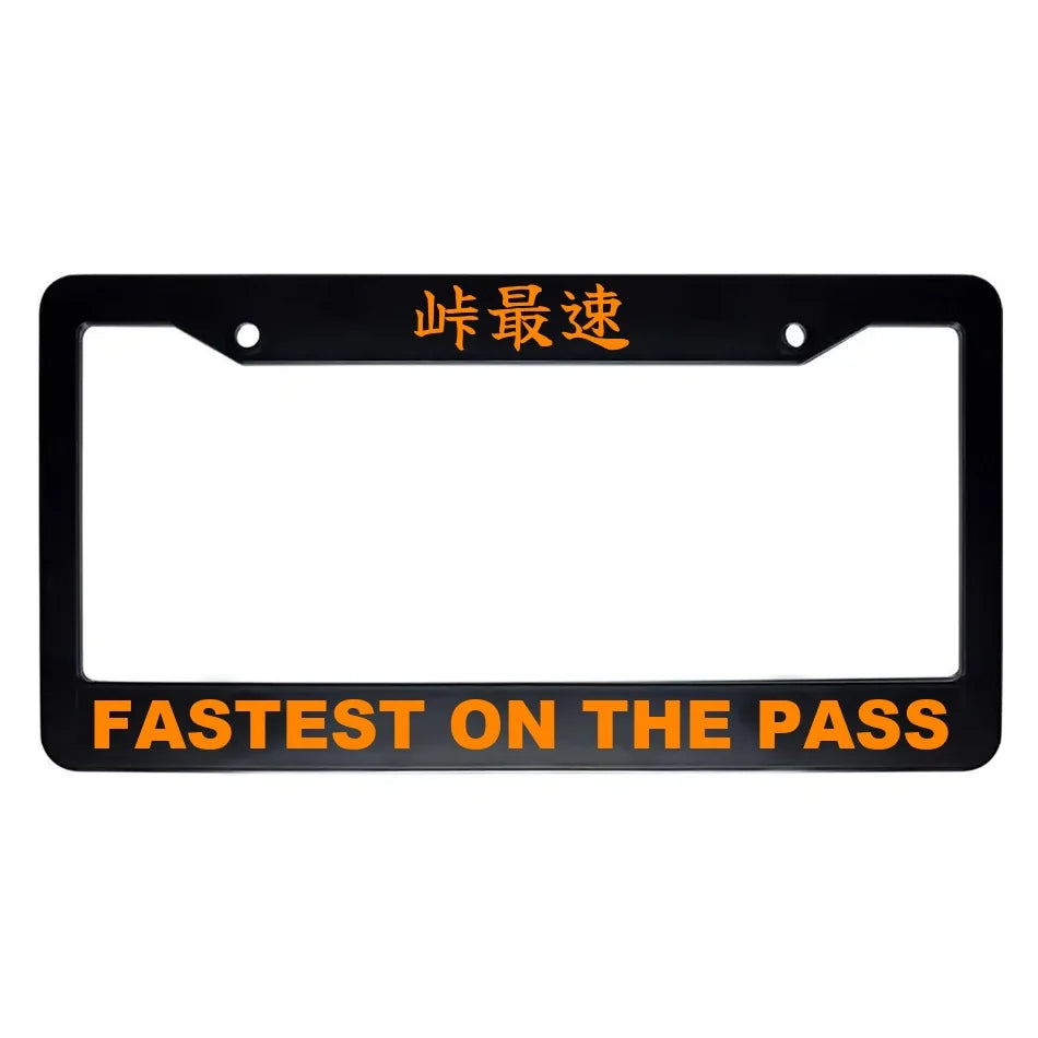 Fastest on the Pass ABS Black Plastic Kanji Japanese License Plate Frame - Orange Text