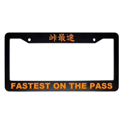 Fastest on the Pass ABS Black Plastic Kanji Japanese License Plate Frame - Orange Text
