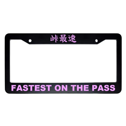 Fastest on the Pass ABS Black Plastic Kanji Japanese License Plate Frame - Pink Text
