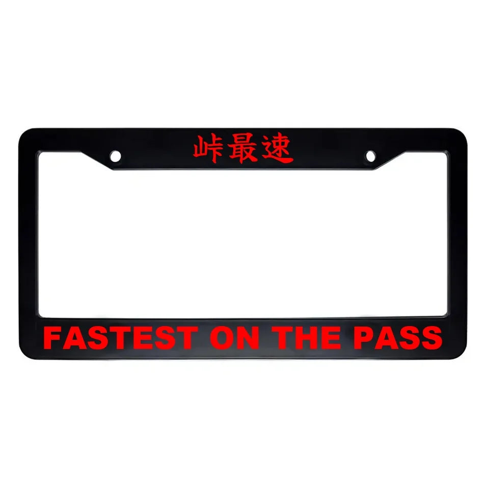 Fastest on the Pass ABS Black Plastic Kanji Japanese License Plate Frame - Red Text