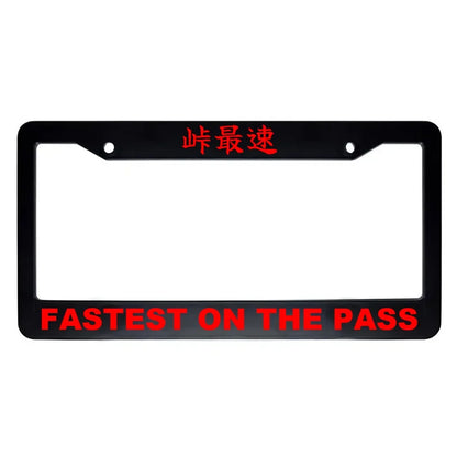 Fastest on the Pass ABS Black Plastic Kanji Japanese License Plate Frame - Red Text