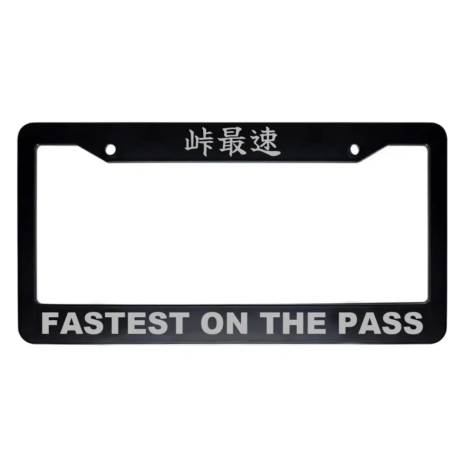 Fastest on the Pass ABS Black Plastic Kanji Japanese License Plate Frame - Silver Text