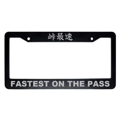 Fastest on the Pass ABS Black Plastic Kanji Japanese License Plate Frame - Silver Text