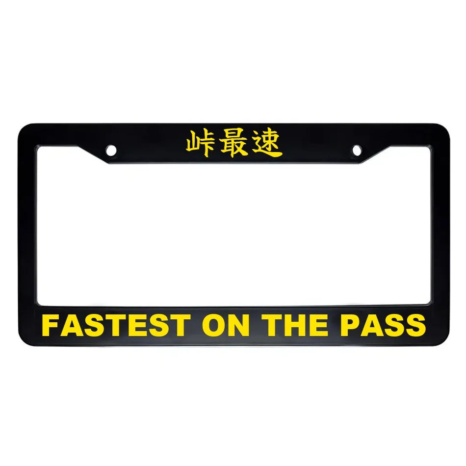 Fastest on the Pass ABS Black Plastic Kanji Japanese License Plate Frame - Yellow Text