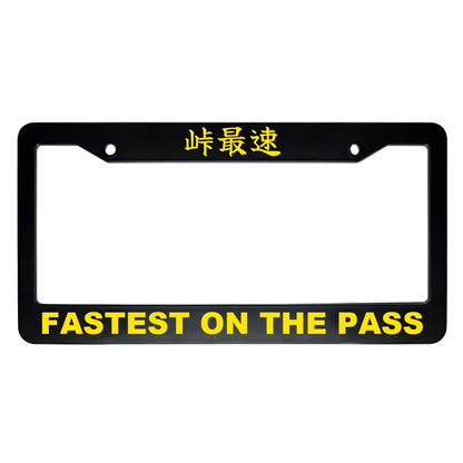Fastest on the Pass ABS Black Plastic Kanji Japanese License Plate Frame - Yellow Text