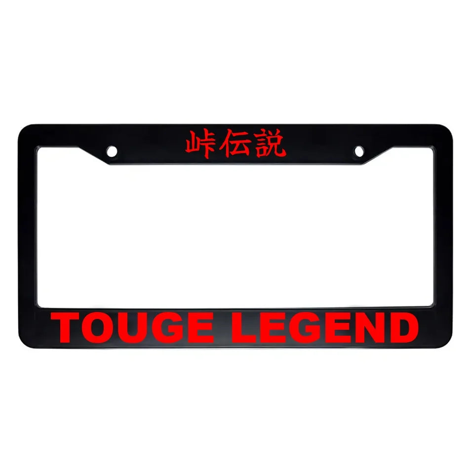 Touge Legend ABS Black Plastic Kanji Japanese License Plate Frame - Red Text