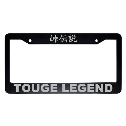 Touge Legend ABS Black Plastic Kanji Japanese License Plate Frame - Silver Text
