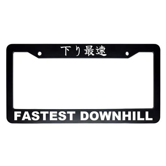 Fastest Downhill ABS Black Plastic Kanji Japanese License Plate Frame - White Text