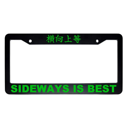 Sideways Is Best ABS Black Plastic Kanji Japanese License Plate Frame - Green Text